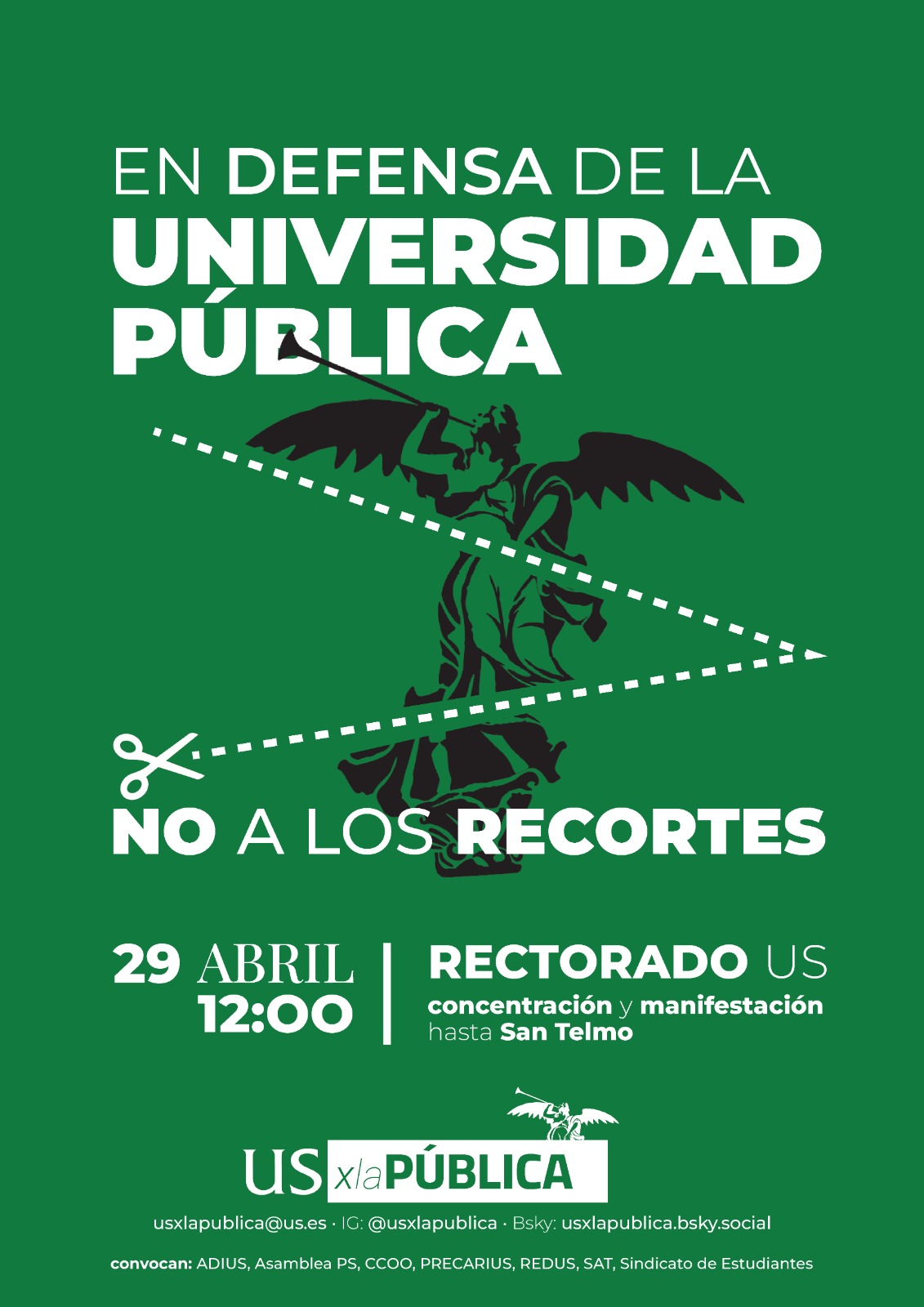 Cartel manifestación 29A - Universidad de Sevilla